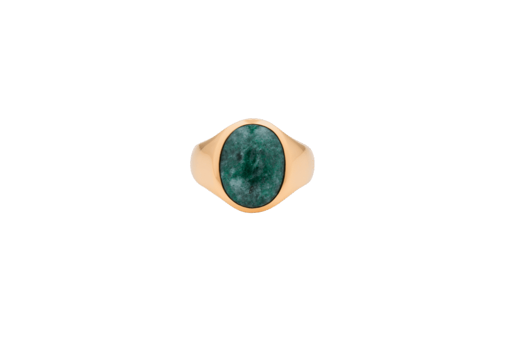 IX Oval Signet Ring Green Marble