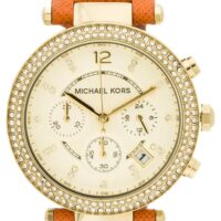 Michael Kors Parker Gold Dial Orange Leather Dameur MK2279