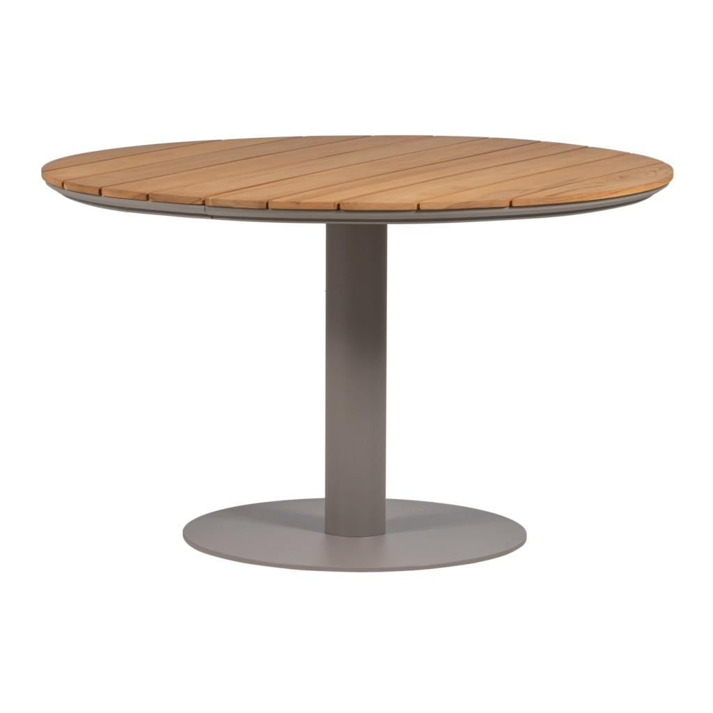 WOOOD Vela Havebord Ø122 cm - Aluminium og FSC-træ Natur/Sand