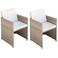 Havestole Med Hynder Polyrattan – Beige