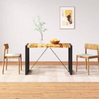 Spisebord I 120 Cm Sort – Massivt ru mangotræ / 120 x 60 x 76 cm