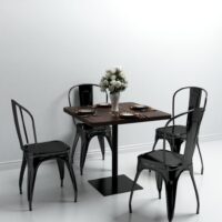 Bistrobord MDF Og Stål Rund – Mørk ask / 80 x 80 x 75 cm