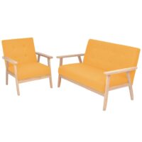 3-Personers Sofa I Stof – Gul / Lænestol   2-personers sofa