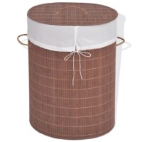 Vasketøjskurv Bambus Rund - Brun / 45 x 35 x 60 cm