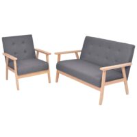 3-Personers Sofa I Stof – Mørkegrå / Lænestol   2-personers sofa