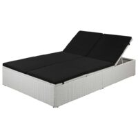 Dobbelt Solseng Med Hynde Polyrattan - Hvid og sort
