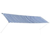 Foldemarkise – Blå Og Hvid / 400 x 150 cm