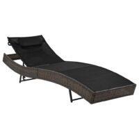 Liggestol Med Pude Polyrattan – Brun og sort