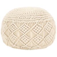 Håndlavet Macramépuf 45x30 Cm Bomuld - Hvid / Mønster 4