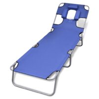 Foldbar Liggestol Med Nakkehynde Stål – Blå