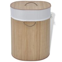 Vasketøjskurv Bambus Rund – Lysebrun / 45 x 35 x 60 cm