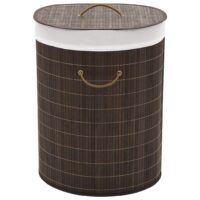 Vasketøjskurv Bambus Rund – Mørkebrun / 45 x 35 x 60 cm