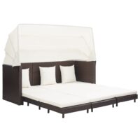 Udvidelig 3-Personers Sovesofa Med Tag Polyrattan – Brun