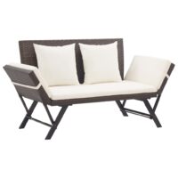 Havebænk Med Hynder 176 Cm Polyrattan – Brun