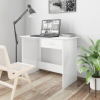 Skrivebord 100x50x76 Cm Konstrueret Træ – Hvid højglans