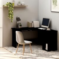 L-Formet Skrivebord 120x140x75 Cm Konstrueret Træ – Sort