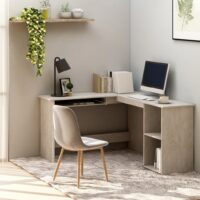 L-Formet Skrivebord 120x140x75 Cm Konstrueret Træ – Betongrå