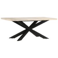 Spisebord 180 X 90 X 76 Cm Massivt Ru Mangotræ - Hvid