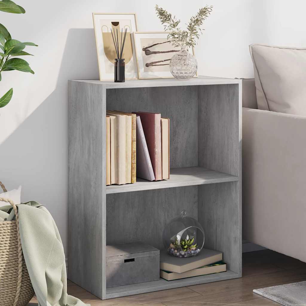 Bogreol Med 2 Hylder 40X30X76,5 Cm Konstrueret Træ Betongrå - 60 cm / 76.5 cm