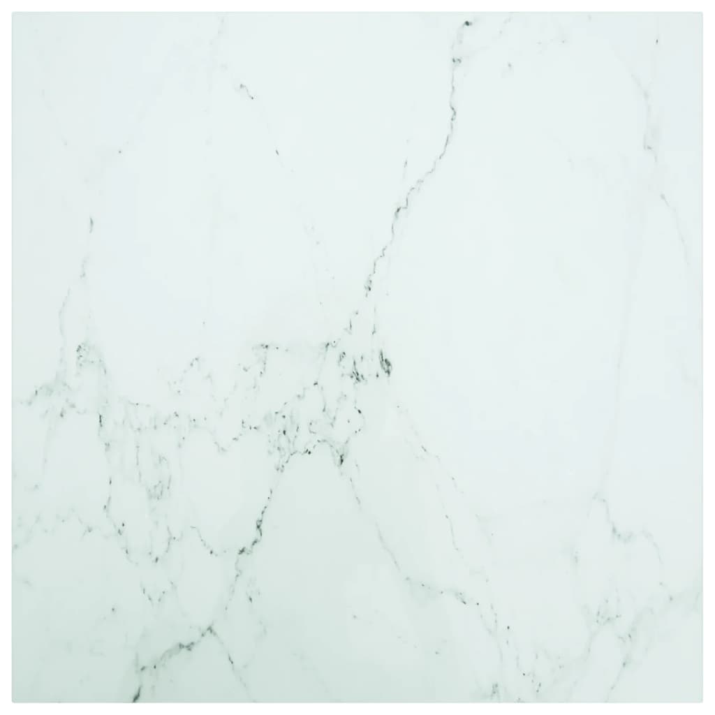 Bordplade Hærdet Glas Rund - Hvid / 80 x 80 cm
