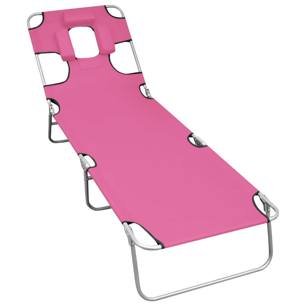 Foldbar Liggestol Med Nakkehynde Stål - magenta