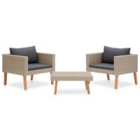 Haveloungesæt 3 Dele Med Hynder Polyrattan - Beige