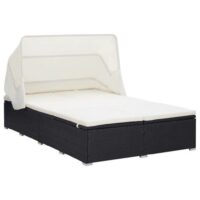2-Personers Solseng Med Hynde Polyrattan - Sort