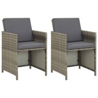 Havestole Med Hynder Polyrattan – Grå