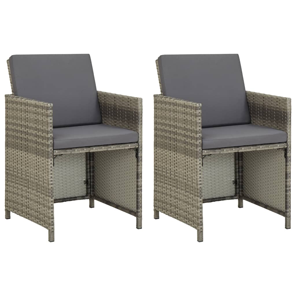 Havestole Med Hynder Polyrattan - Grå