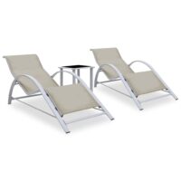 Liggestole 2 Stk. Med Bord Aluminium