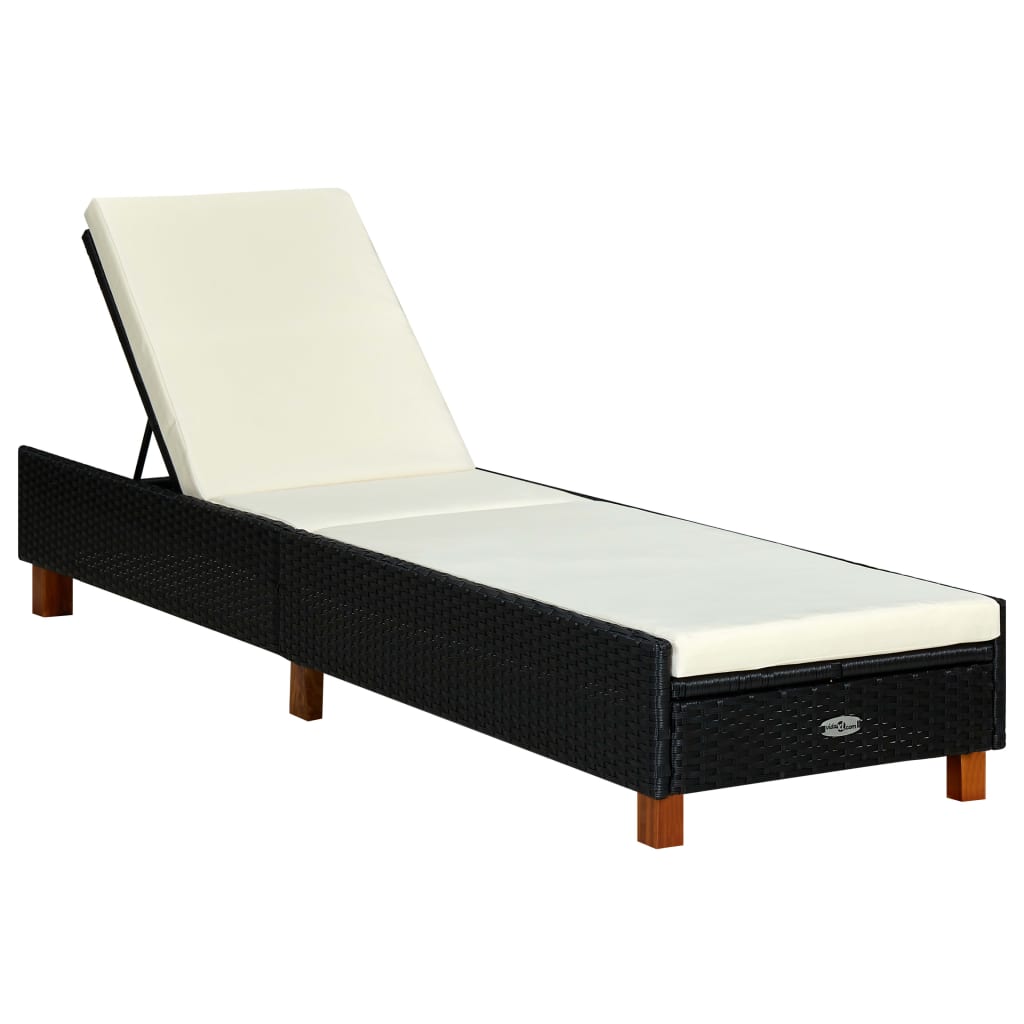 Liggestol Med Hynde Polyrattan - Sort