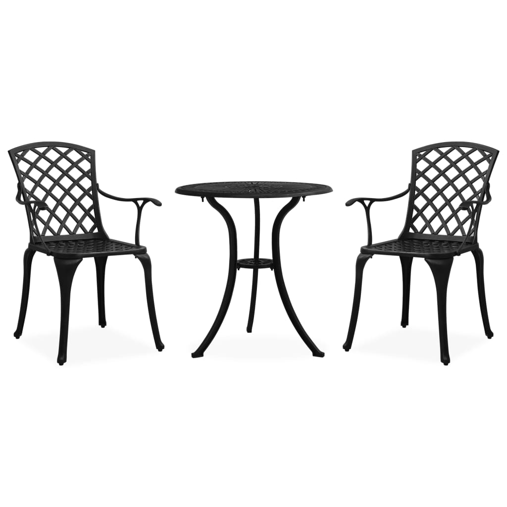 Bistrosæt 3 Dele Støbt Aluminium - Sort