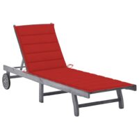 Liggestol Med Hynde Massivt Akacietræ – Rød / 200 x 63 x 85 cm
