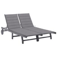Liggestol Med Hynde Massivt Akacietræ – Grå / 200 x 123 x 85 cm
