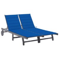 Liggestol Med Hynde Massivt Akacietræ – Kongeblå / 200 x 123 x 85 cm