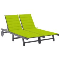 Liggestol Med Hynde Massivt Akacietræ – Lysegrøn / 200 x 123 x 85 cm