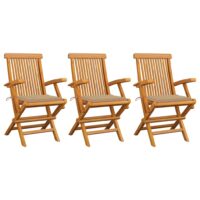 Havestole Med Hynder Massivt Teaktræ – 3 / Beige