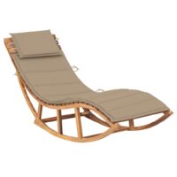 Gyngende Liggestol Med Hynde Massivt Teaktræ – Beige