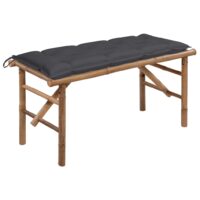Foldbar Havebænk Med Hynde Bambus – Antracitgrå / 120 X 50 x 7 cm