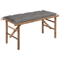 Foldbar Havebænk Med Hynde Bambus – Grå / 120 X 50 x 7 cm