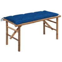 Foldbar Havebænk Med Hynde Bambus – Kongeblå / 120 X 50 x 7 cm