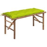 Foldbar Havebænk Med Hynde Bambus – Lysegrøn / 120 X 50 x 7 cm