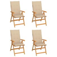 Havestole Med Hynder Massivt Teaktræ – 4 / Beige