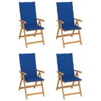 Havestole Med Hynder Massivt Teaktræ – 4 / Kongeblå