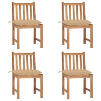 Havestole Med Hynder Massivt Teaktræ – 4 / Beige