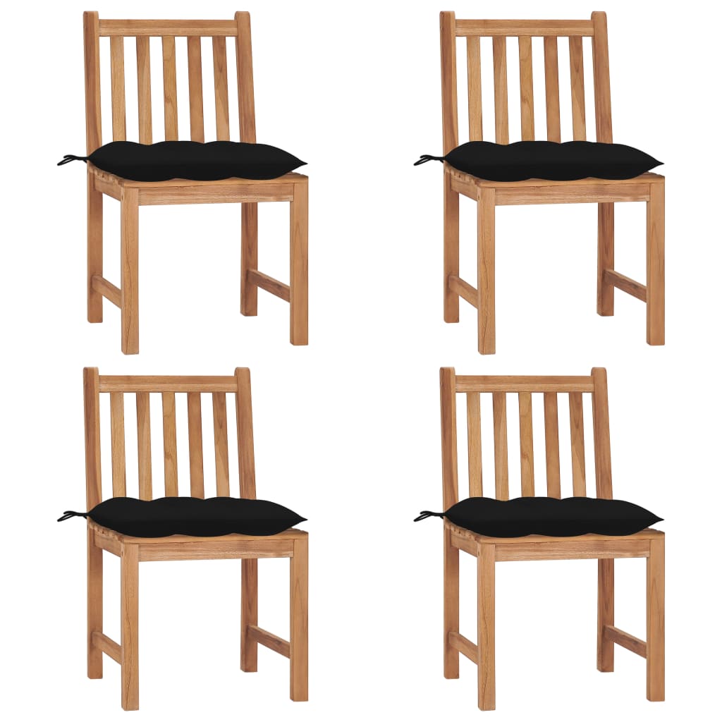 Havestole Med Hynder Massivt Teaktræ - 4 / Sort
