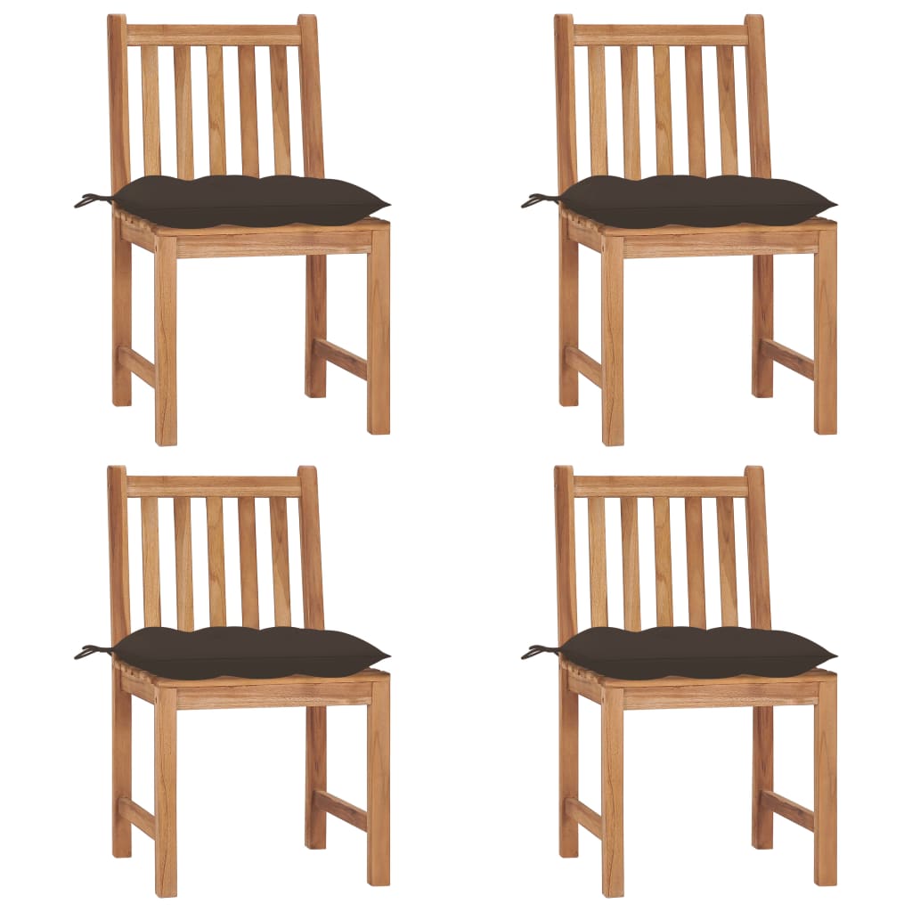 Havestole Med Hynder Massivt Teaktræ - 4 / Gråbrun