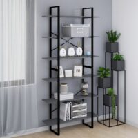 Bogreol 100X30X Grå - 210 cm / Massivt fyrretræ