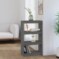 Bogreol/Rumdeler Massivt Fyrretræ – Grå / 103.5 cm