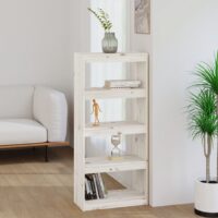 Bogreol/Rumdeler Massivt Fyrretræ – Hvid / 135.5 cm